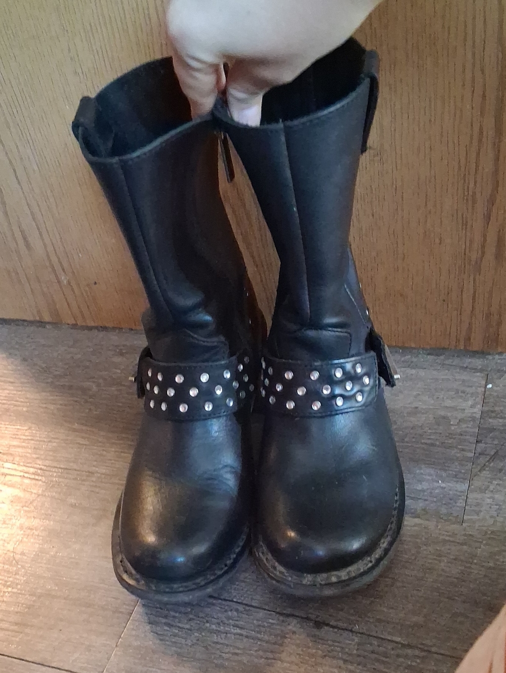 Harley-Davidson Black with Orange Logo Leather Boots